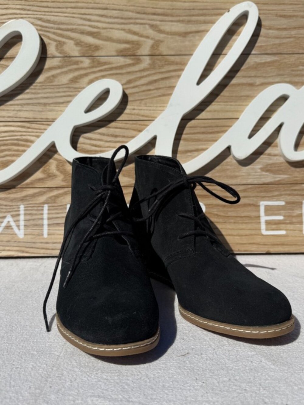 NEW: Size 9 - Bjorndal suede lace-up wedge ankle booties